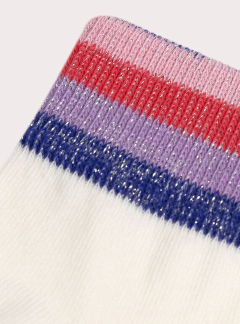 Cream Striped Cuff Cotton Rich Socks