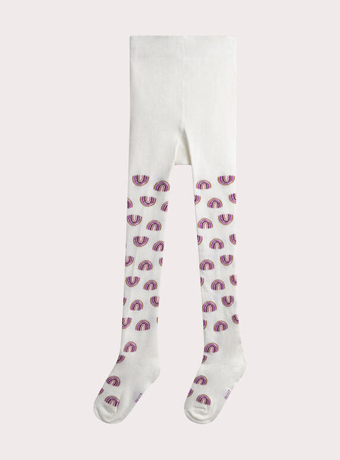 Cream Rainbow Pattern Cotton Rich Tights