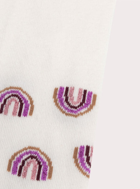 Cream Rainbow Pattern Cotton Rich Tights