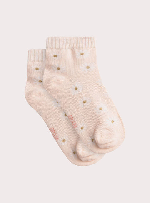 Pink Daisy Pattern Cotton Rich Socks