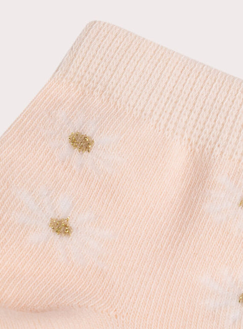 Pink Daisy Pattern Cotton Rich Socks