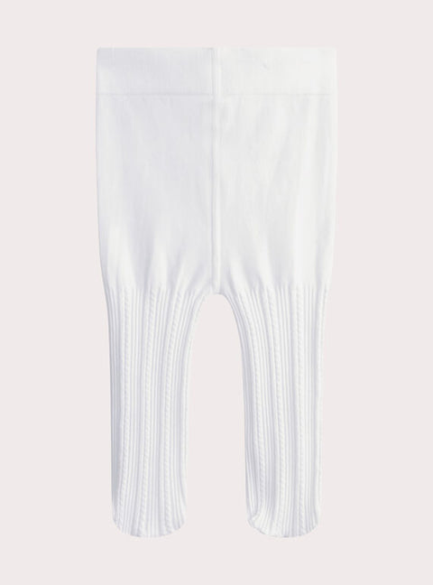 Fancy White Ribbed Tights