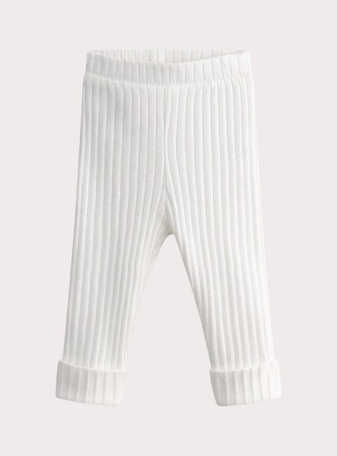 Cream Ribbed Cotton Legging