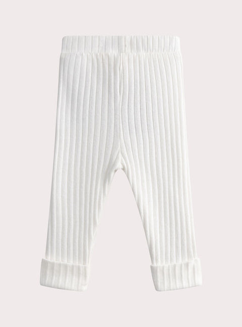 Cream Ribbed Cotton Legging