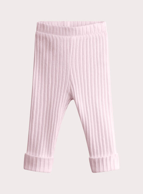 Pink Ribbed Cotton Legging