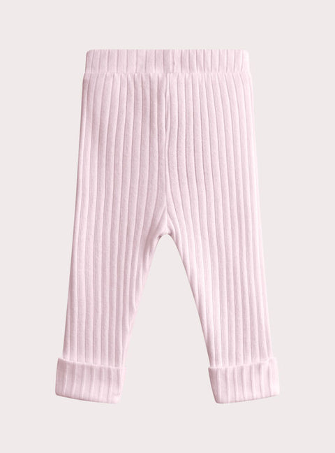 Pink Ribbed Cotton Legging