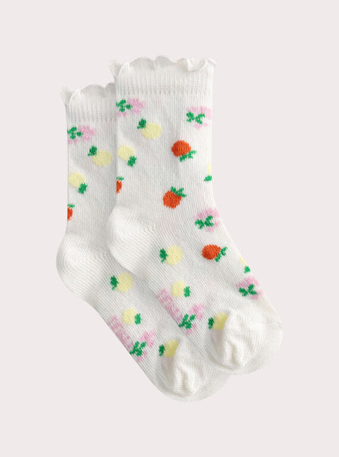 White Orange & Lemon Pattern Cotton Rich Socks