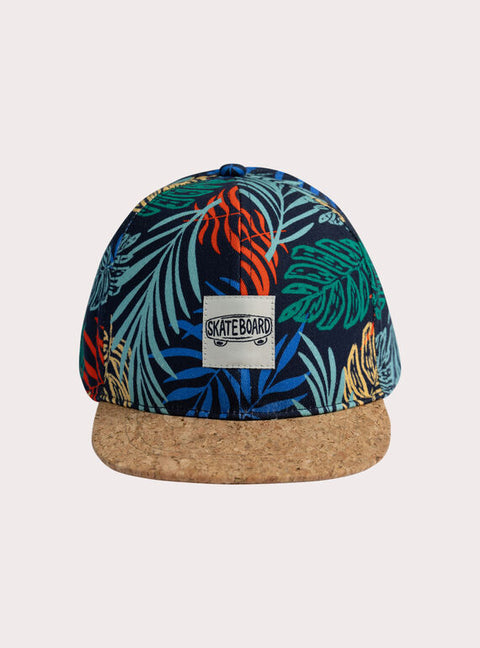 Navy Jungle Print Cotton Baseball Cap