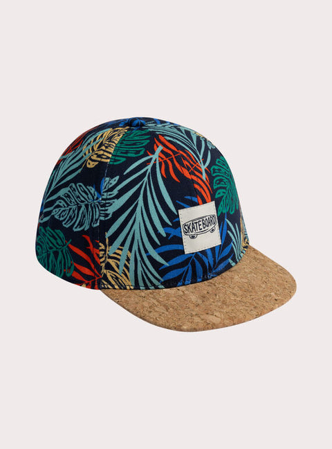 Navy Jungle Print Cotton Baseball Cap