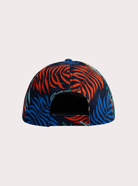 Navy Jungle Print Cotton Baseball Cap