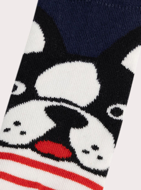 Navy French Bulldog Pattern Cotton Rich Socks