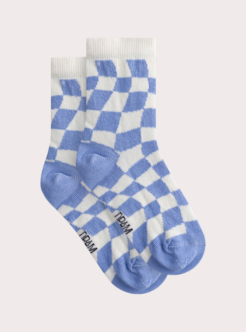 Blue Checked Pattern Cotton Rich Socks