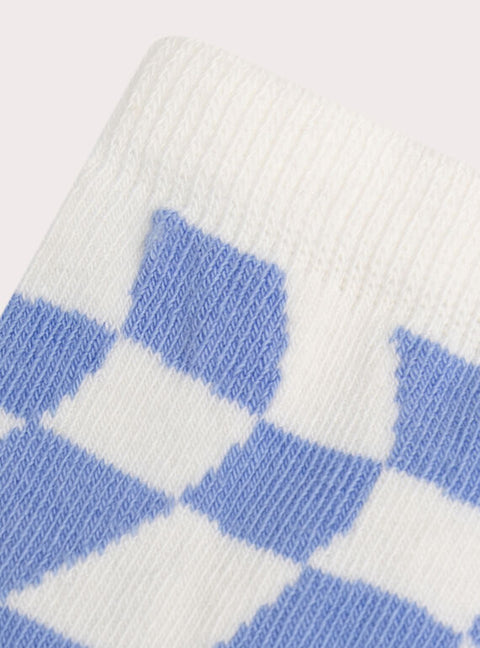 Blue Checked Pattern Cotton Rich Socks