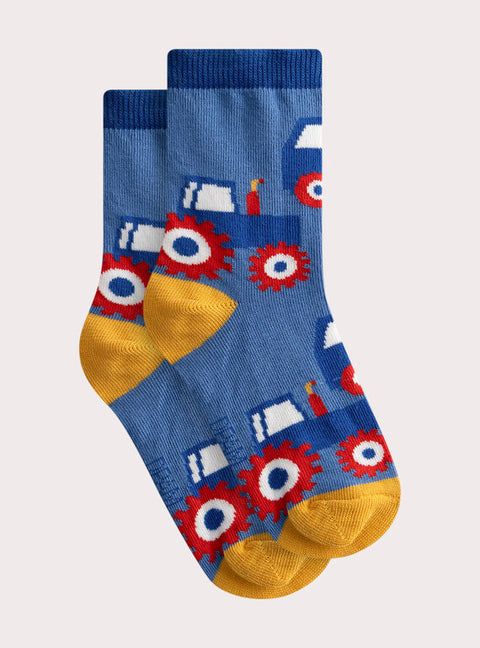 Blue Truck Pattern Cotton Rich Socks