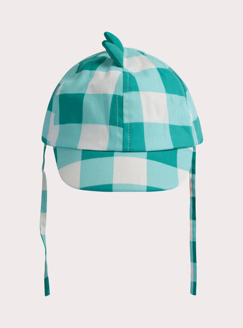 Green Check Cotton Hat With Ties