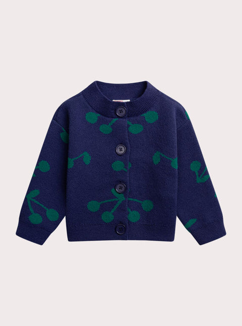 Blue Cherry Pattern Cardigan