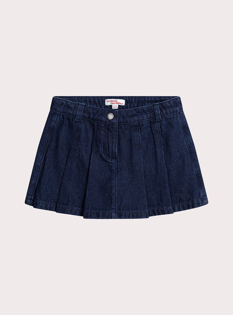 Pleated Denim Blue Skort