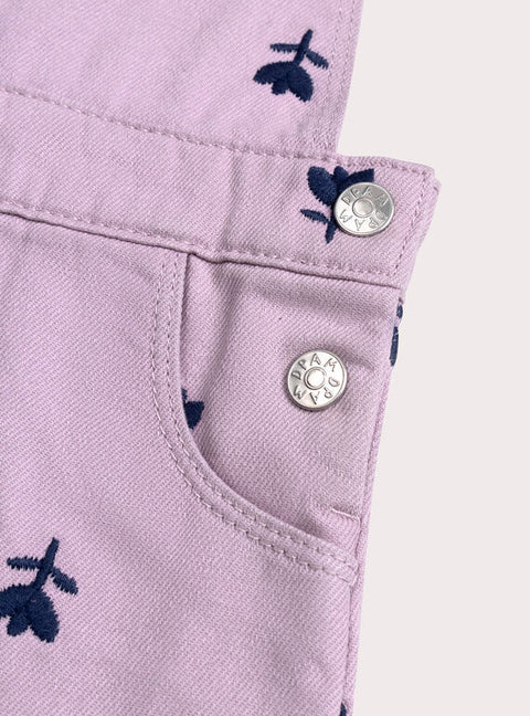 Embroidered Purple Dungaree Dress