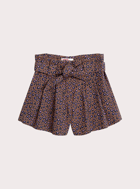 Leopard Print Paper Bag Waist Cotton Shorts
