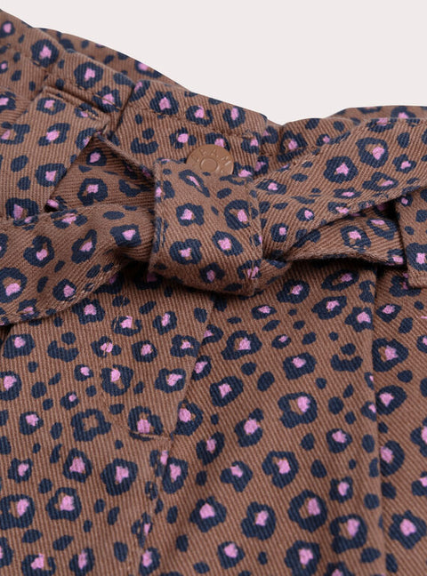Leopard Print Paper Bag Waist Cotton Shorts