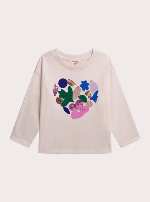 Cream Floral Print Cotton T-shirt
