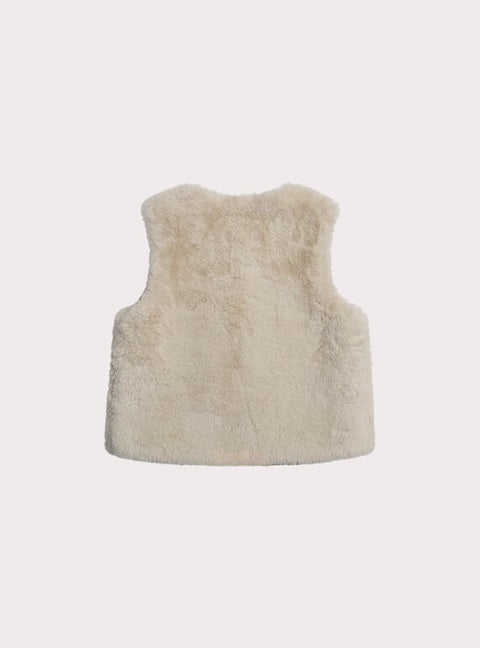 Reversible Cream Faux Fur Gilet