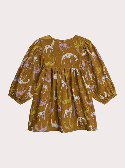 Yellow Giraffe Print Cotton Dress