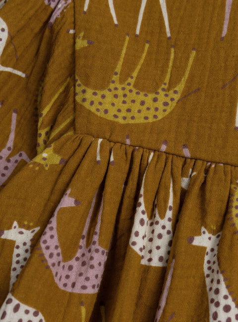 Yellow Giraffe Print Cotton Dress