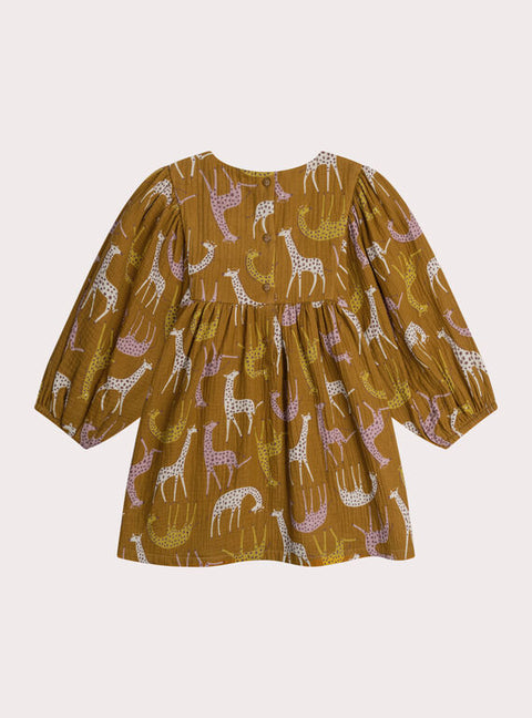 Yellow Giraffe Print Cotton Dress