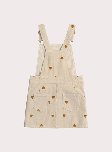 Lined Cream Corduroy Dungaree Dress