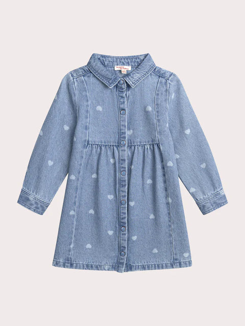 Heart Print Denim Dress