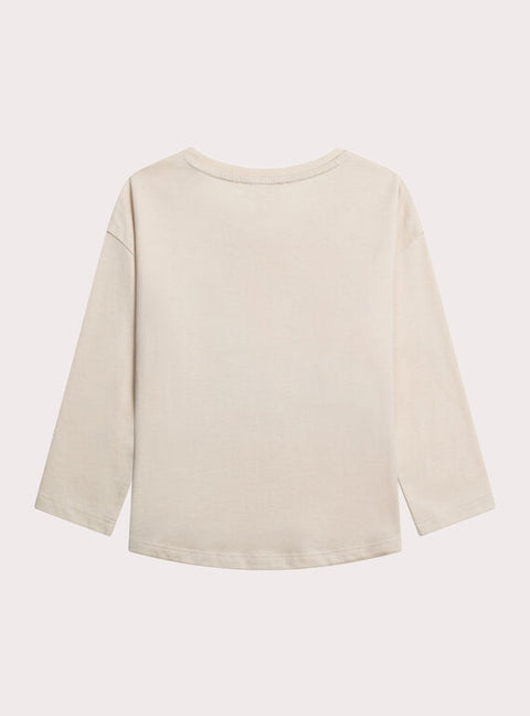 Sequinned Cream Unicorn Print Cotton T-shirt