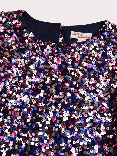 Navy Sequinned Velour Dress