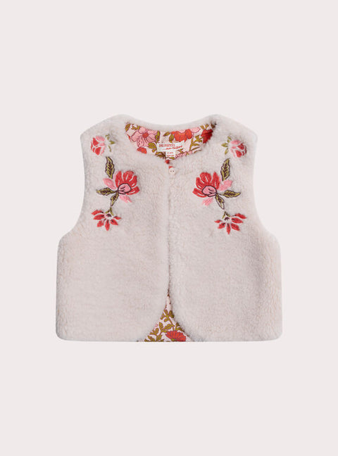 Cream Reversible Embroidered Gilet