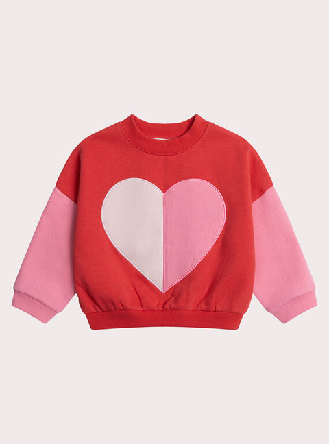 Red heart Applique Cotton Fleece Sweatshirt