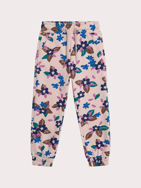 Pink Floral Print Cotton Fleece Joggers