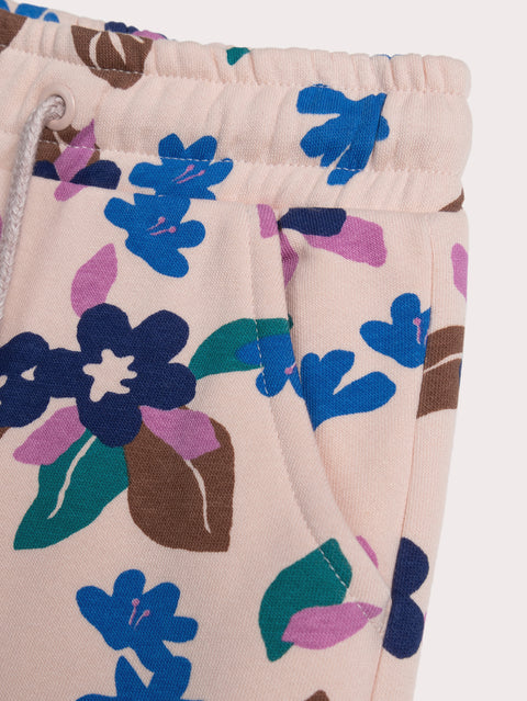Pink Floral Print Cotton Fleece Joggers
