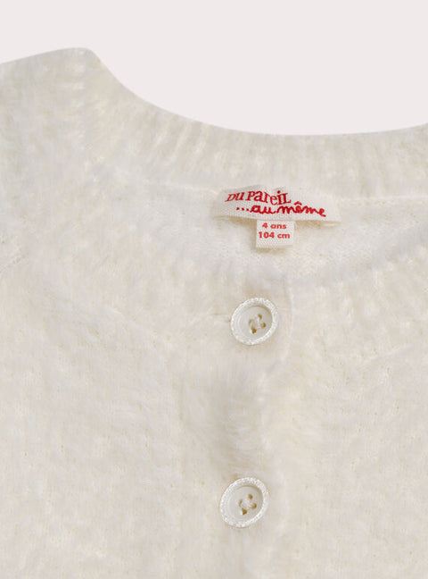 Cream Feather Knit Cardigan