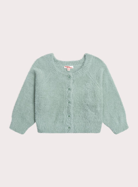 Green Feather Knit Cardigan