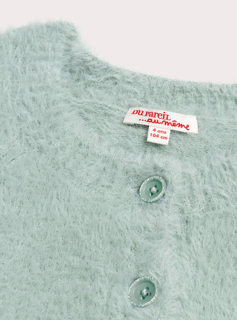 Green Feather Knit Cardigan