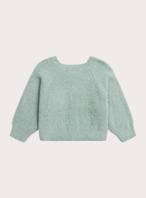 Green Feather Knit Cardigan