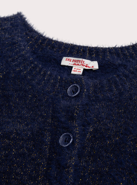Navy Feather Knit Cardigan
