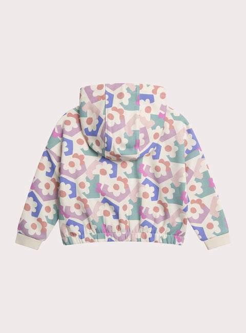 Cream Graphic Print Cotton Fleece Hoodie