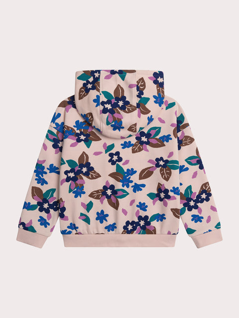 Pink Floral Print Cotton Fleece Hoodie