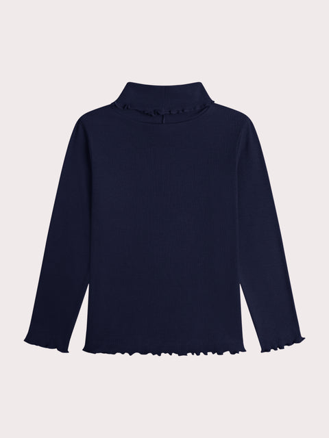 Navy Cotton Polo Neck