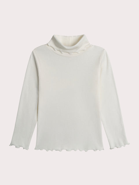Cream Cotton Polo Neck