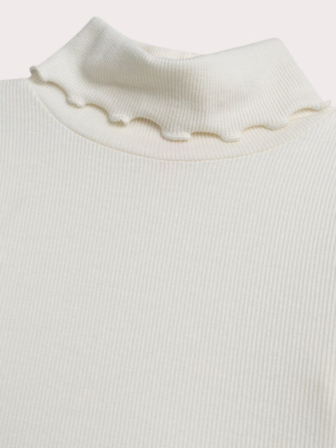 Cream Cotton Polo Neck