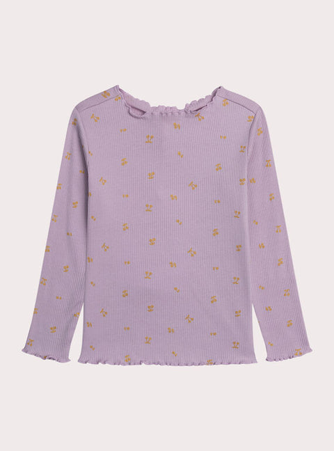 Purple Floral Print Cotton T-shirt