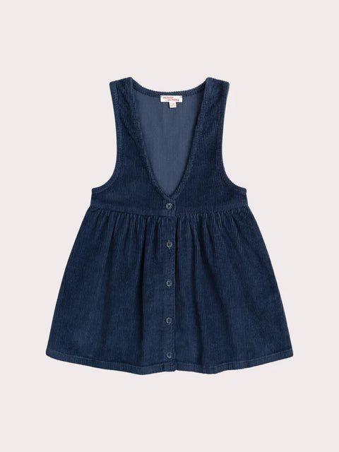 Navy Blue V Neck Corduroy Dress