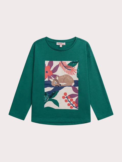 Blue Box Print Cotton T-shirt